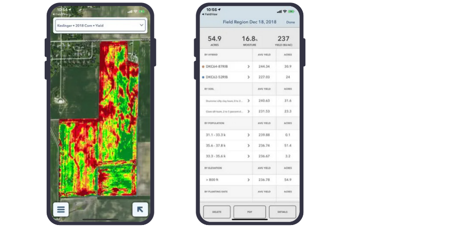 Aplikacja mobilna FieldView Yield Kit